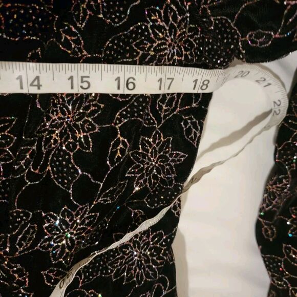 Glitter Floral Evening Velvet Jacket Womens Size 14 Button Up Elegant Regency - Picture 8 of 9